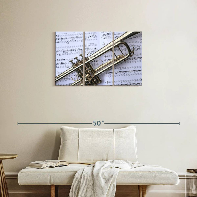 Abarca trompette et feuille de musique, H 20 po x l 33 po