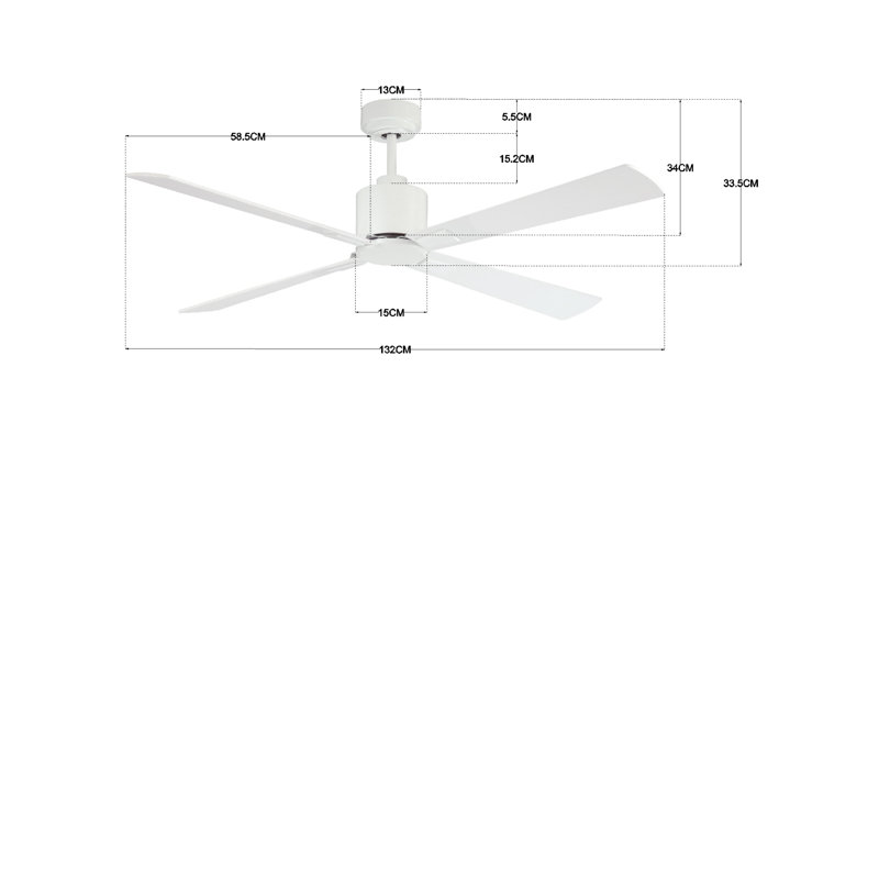 Aalyan 132cm Ceiling Fan with Light Kit, White