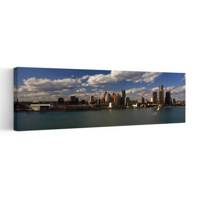 Buildings At The Waterfront, Detroit River, Detroit, Wayne County, Michigan, Usa Abstract Contemporary Architecture City Wall Art