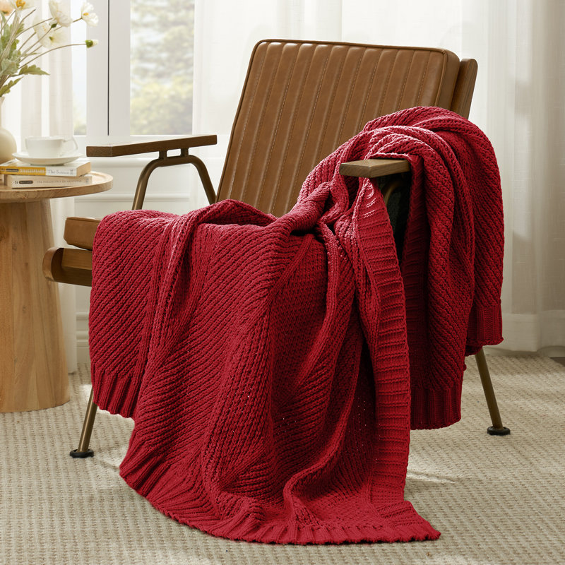 Jeté Chunky Knit, Rouge, L 50 po x L 60 po