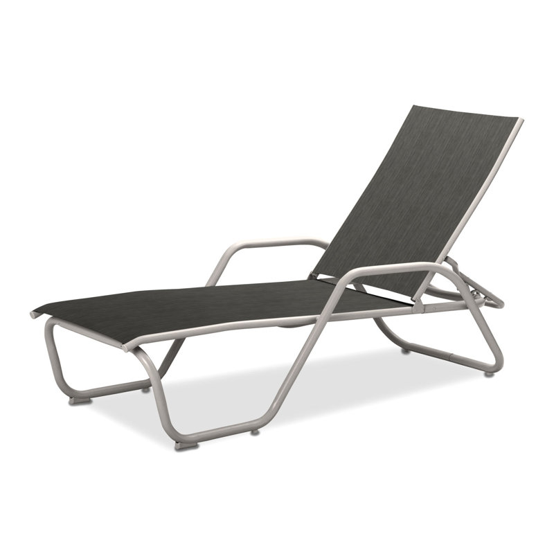Outdoor Rust-Resistant Metal Chaise Lounge, Textured Snow, James