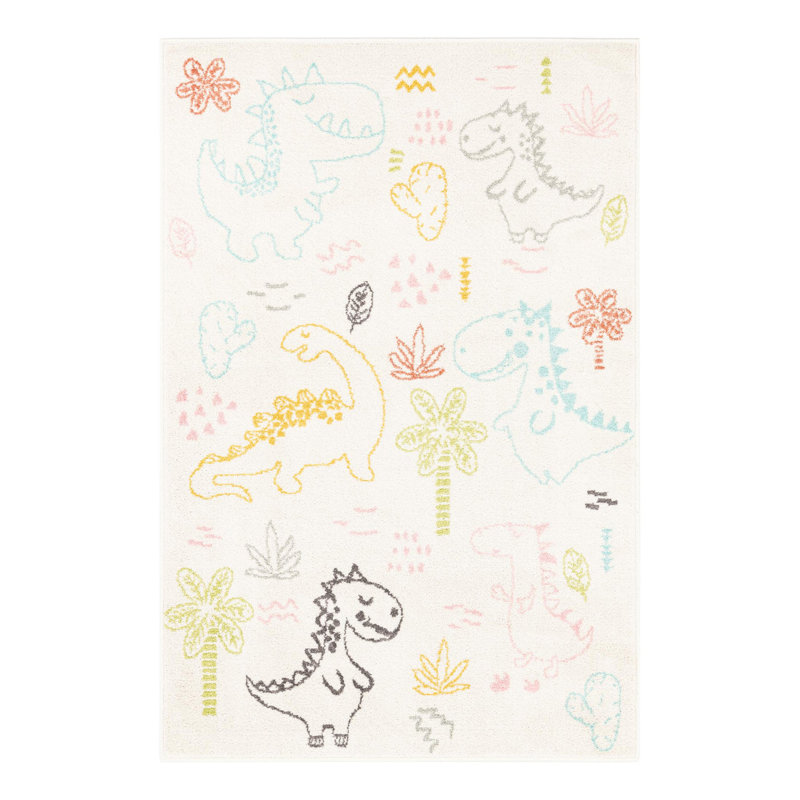Whimsy Machine Woven Polypropylene Plastic Rug, Rectangle 3'11" x 5'11"