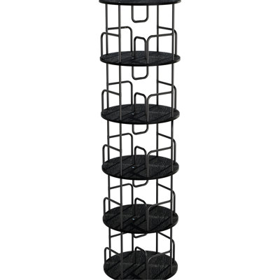 Organisateur de bibliothèque Spinning à 5 niveaux, présentoir rotatif 360 ° pour étude, bibliothèque haute étroite noire et en fer, finition idéale pour la chambre à coucher et le salon, finition