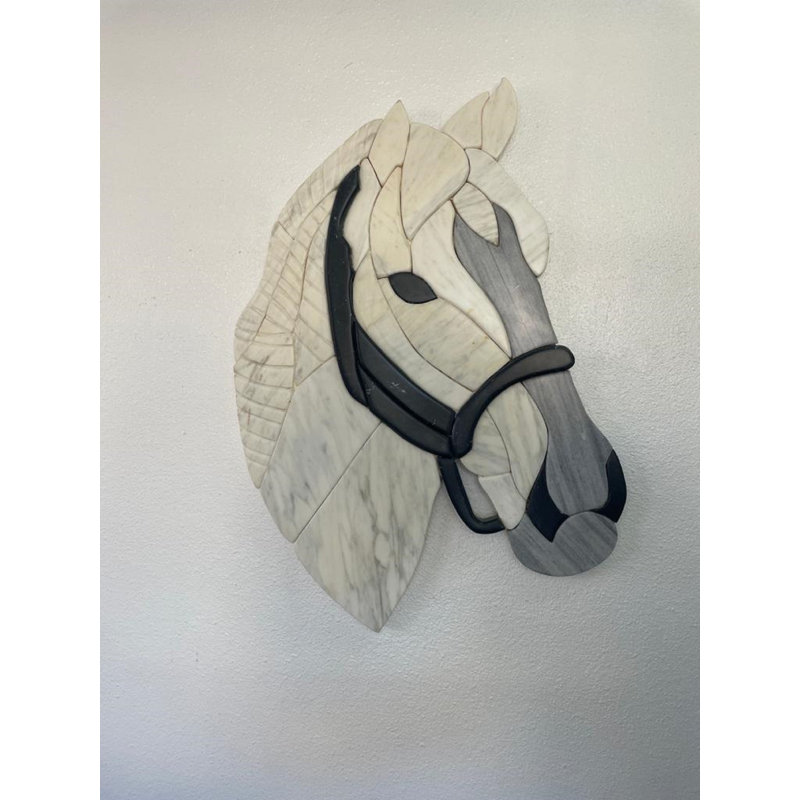 Décoration murale tête de cheval blanc