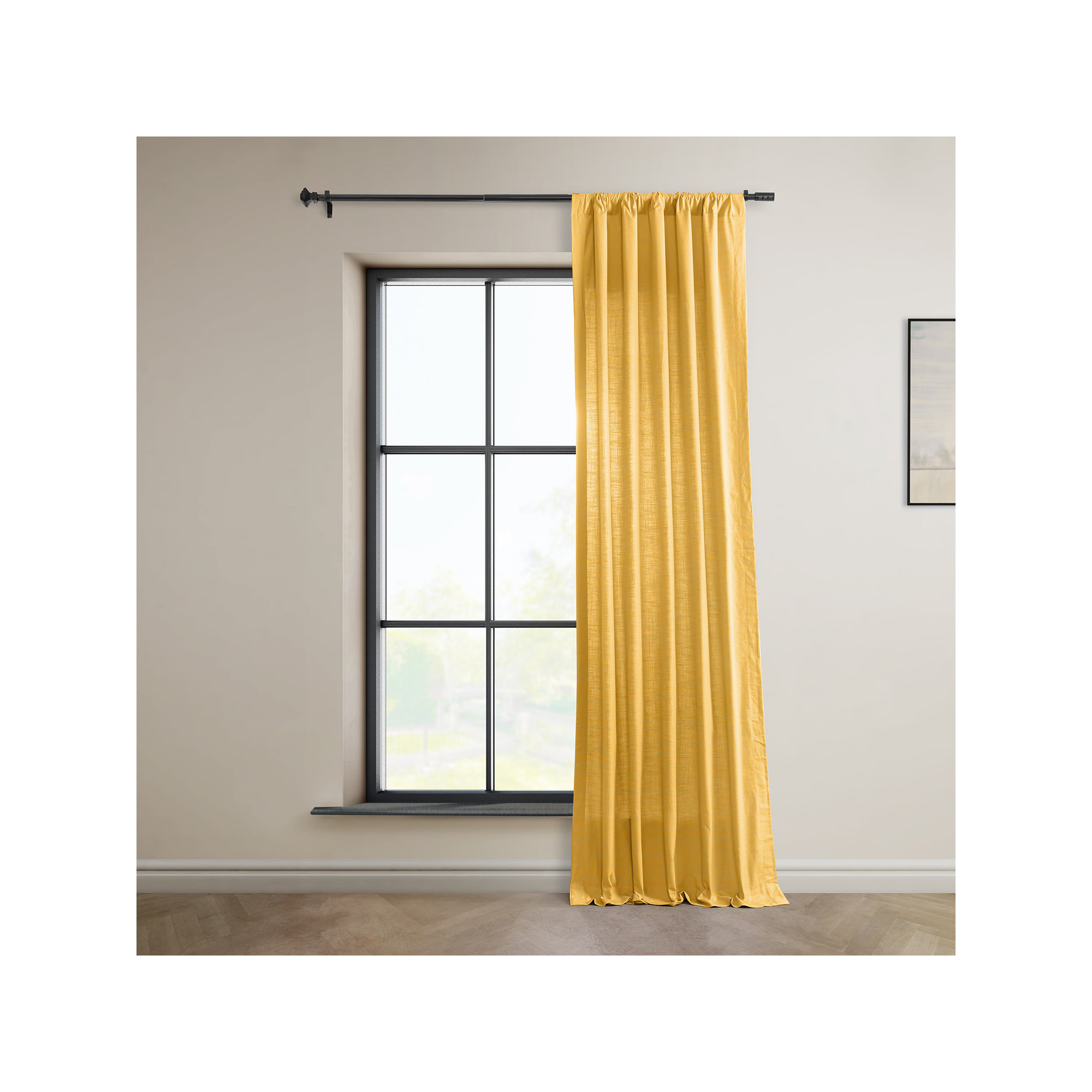 Richardson Semi Sheer 100% Cotton Curtain, Ochre, 50" W x 108" L