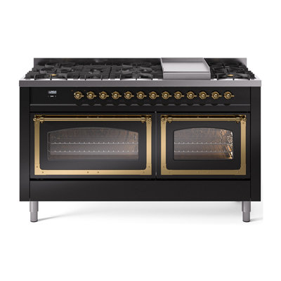 ILVE Nostalgie II Noblesse 60 in Dual Fuel Range, 9 Burner, Griddle