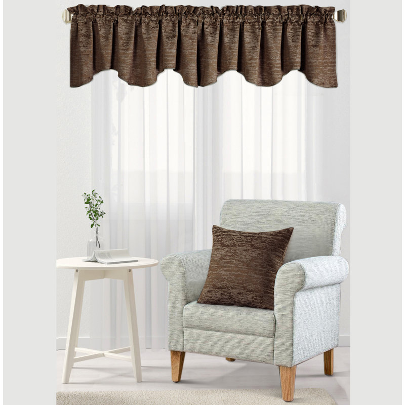 Abstract Ruffled Window Valance, Military Olive