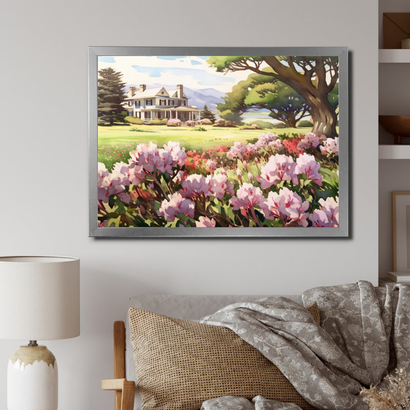 Rhododendron «Blooms at Farm IV» sur toile, H 30 po x l 40 po x P 1,5 po, Cadre photo argenté