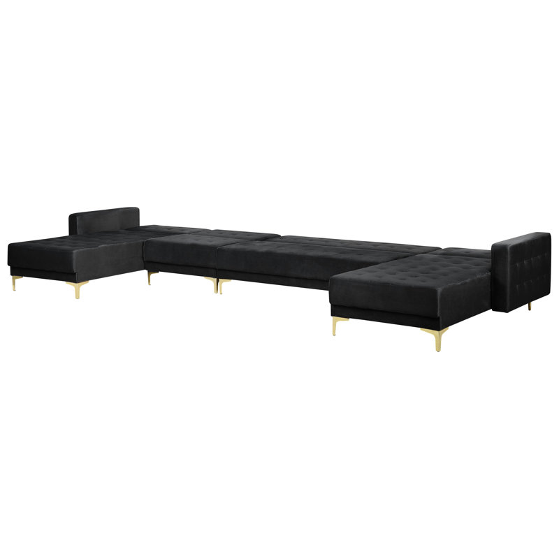 Cherry 6 Seater Velvet Large Corner Sofa , Black