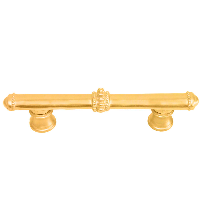 Classic 3 inches c.c. pull w/ beaded treatment on center and ends in Gilded Mercury, 3"