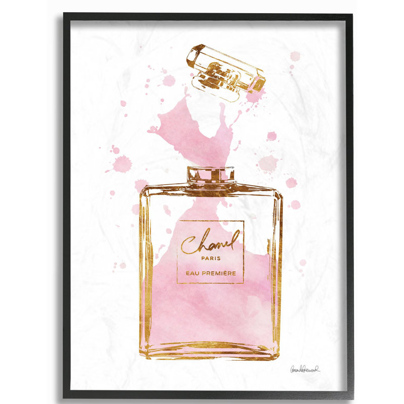 «Fashion Designer Perfume Pink Gold», impression, H 20 po x l 16 po, Giclée encadrée noir minuit