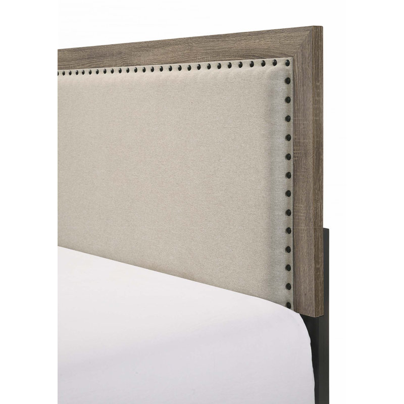 Fabric Platform Bed, Gray, Queen