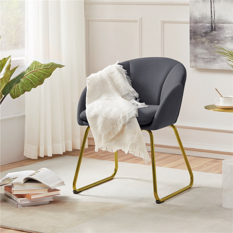 Fitchburg 20'' H Upholstered Metal Dining Chair, Dark Gray