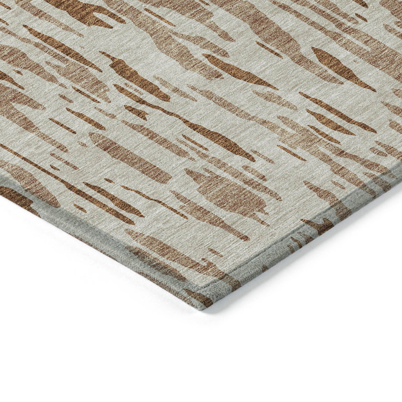 Tapis extérieur lavable abstrait orange et ivoire 3 pi x 5 pi