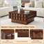 Table basse 32,7 pouces carrée en noyer avec habillage géométrique 3D texturé, plateau en placage de bois de frêne, table centrale moderne
