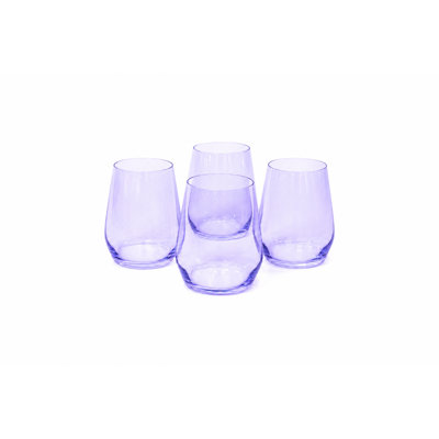Lady Lavender Colored Wine Glass - Set of 4 - Stemless