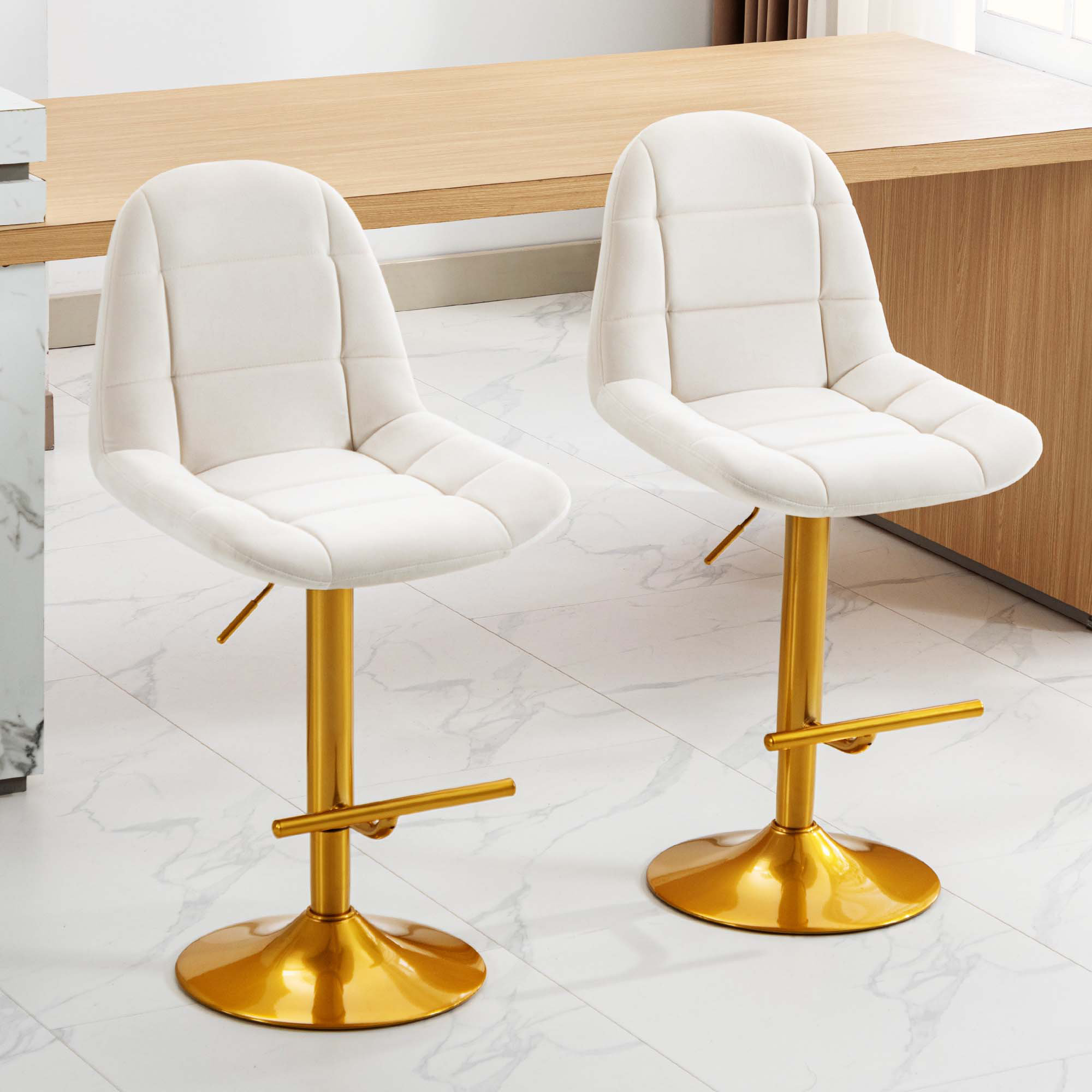 Mercer41 Cruzado Velvet Swive Bar Stools Adjustable Counter Height Bar ...