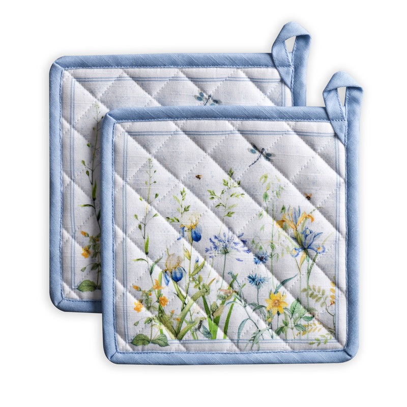 Ensemble de maniques 100 % coton Fleurs De Mai Maison d'Hermine - 8 po x 8 po