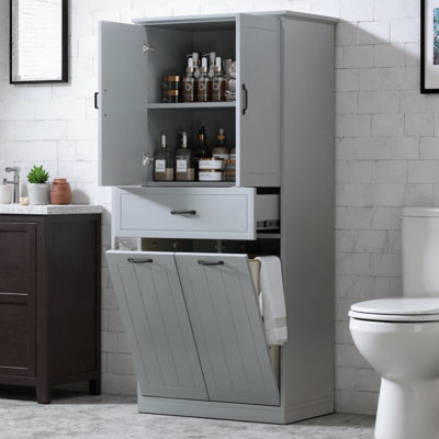 65.8" Storage Tower — Dual Baskets & Soft-Close Doors for Your Organized Hygiene Hub