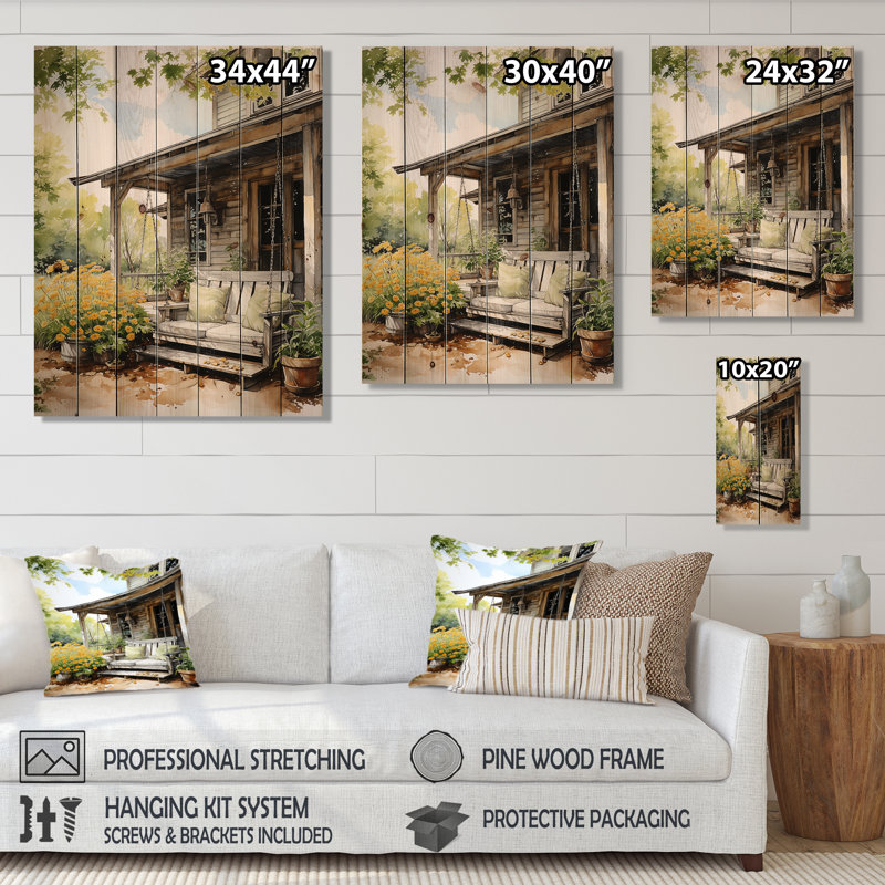 Farmhouse Gentle Breeze I sur impression sur bois, H 20 po x l 10 po x P 0,78 po