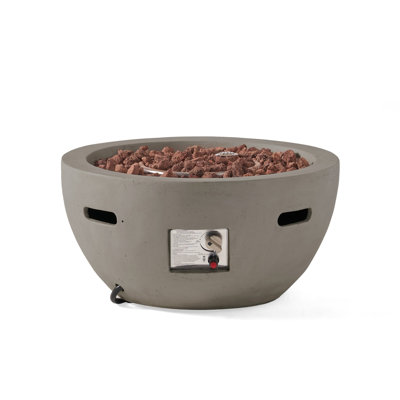 Foyer au propane rond de 27 pouces, bol MGO gris clair de 40 000 BTU avec tuyau de 3 m pour le patio, la piscine et la cour
