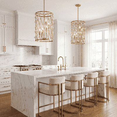 Bailey 6-Light Hubbs in Warm Brass