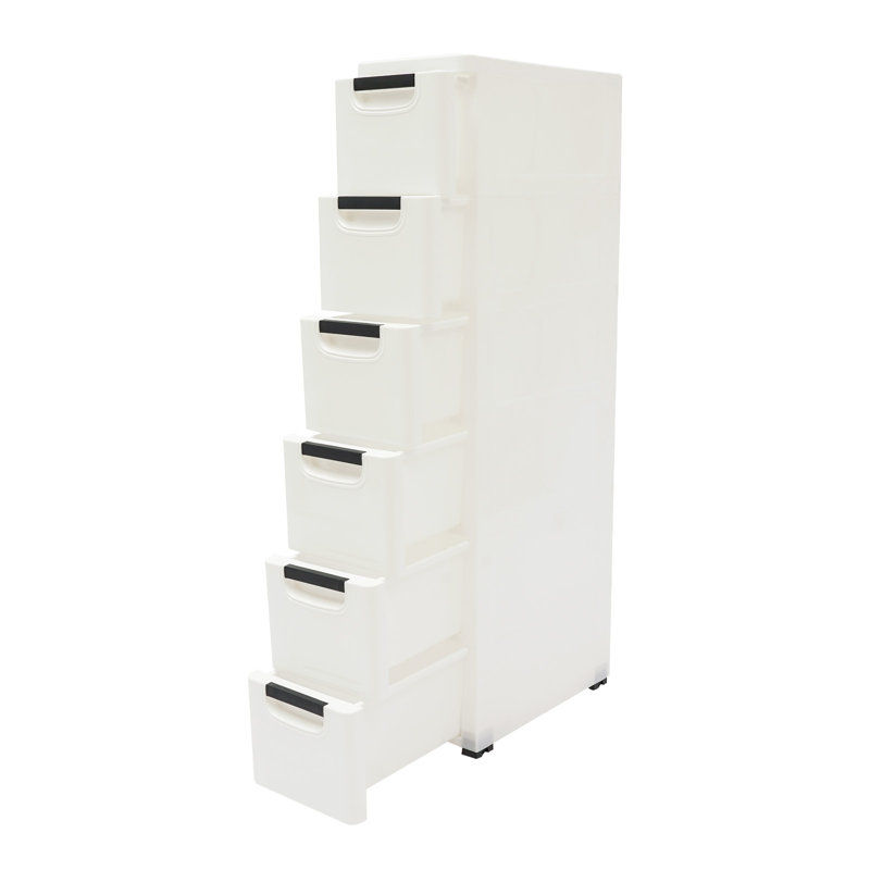 Armoire de rangement 6 tiroirs pour espace étroit, Blanc