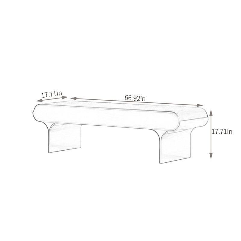 Banc rembourré en cuir véritable Mindert, H 17,71 po x l 66,92 po x P 17,71 po