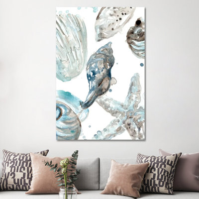Cerulean Seashells III by June Erica Vess - Wrapped Canvas Print