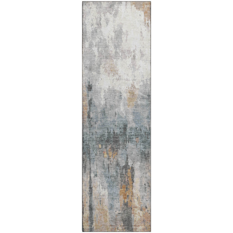 Premium Machine Washable Mayfield Abstract Rug, Rust, 2'3" x 7'6" Runner