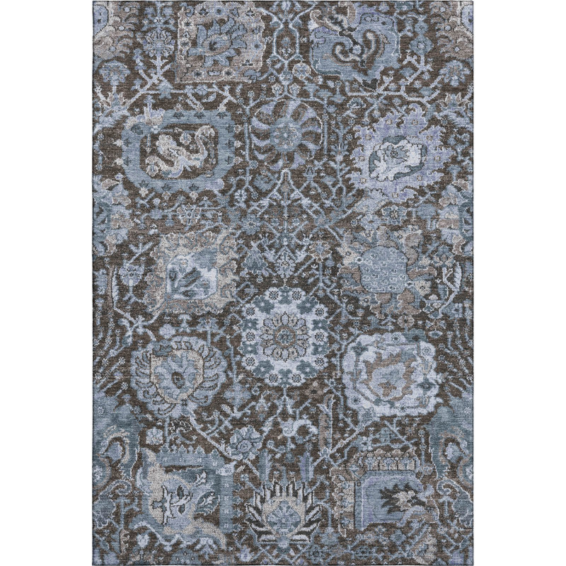 Tapis damassé Sykora AMF1320 de qualité supérieure lavable à la machine, Rectangulaire 3 pi x 5 pi