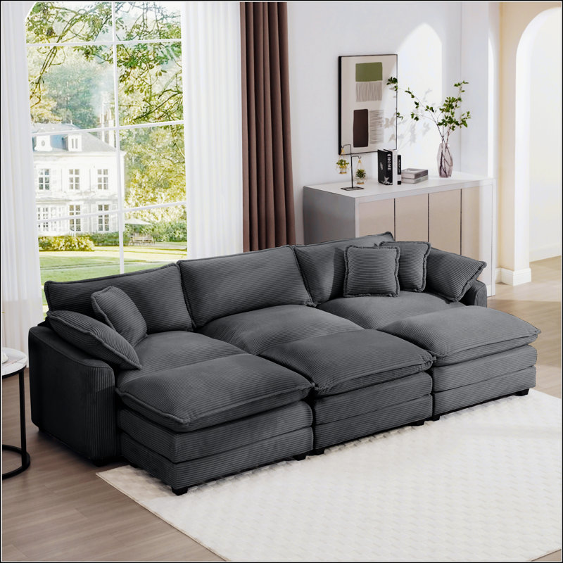 Canapé surdimensionné à coussin modulaire, Gris