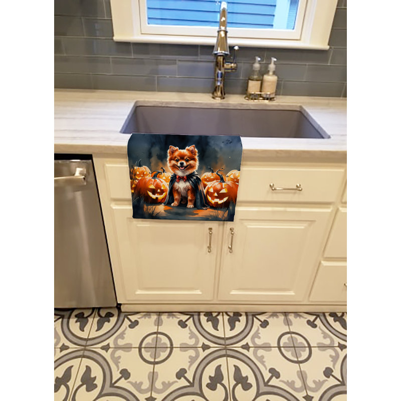 Pomeranian Puppy Halloween Kitchen Towel, Pomeranian