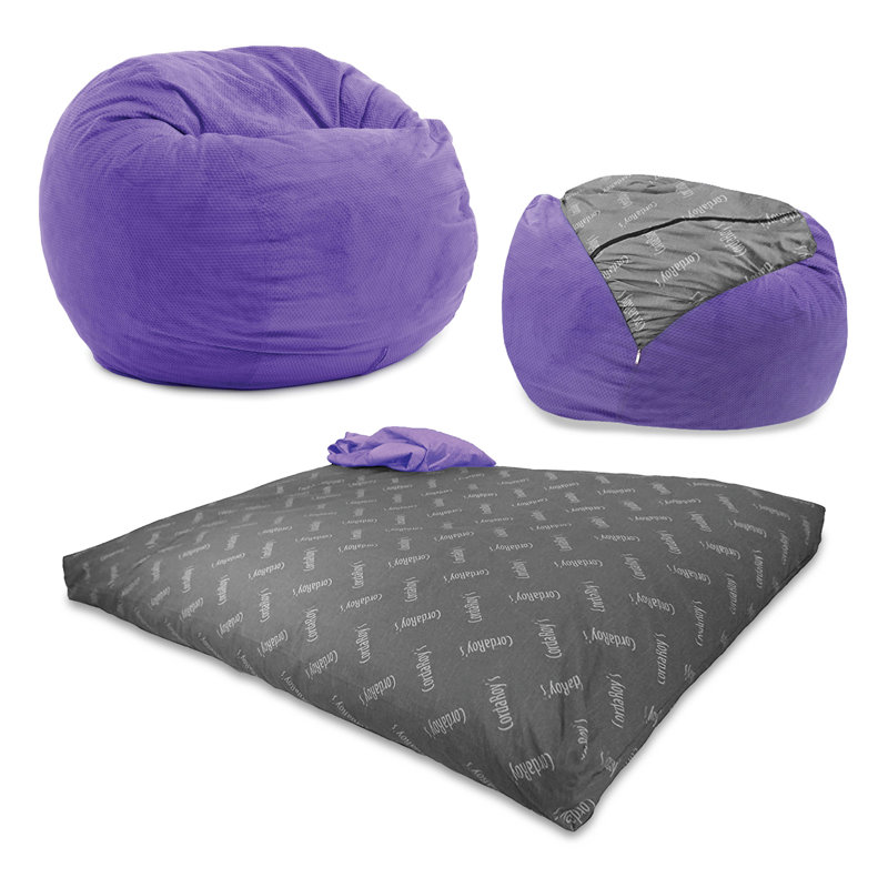 CordaRoy's Chenille Convertible Bean Bag Chair, Small (Full), Very Peri Purple Chenille