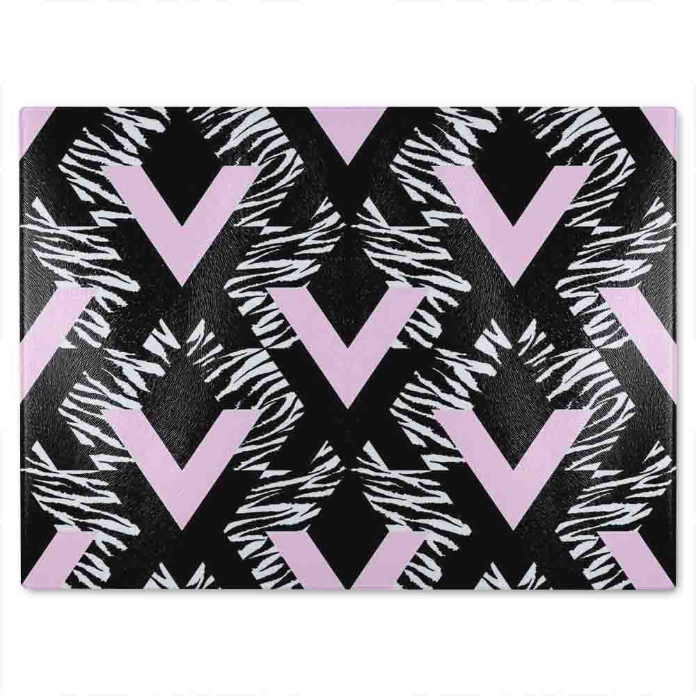 Geometric Animal Print Glass Chopping Board