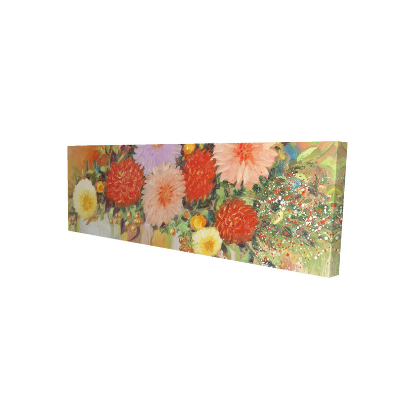 Colourful Abstract Flowers Canvas | Botanical Bedroom Decor, 48" H x 16" W