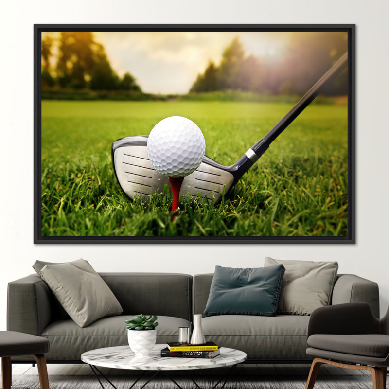 Élégante affiche d'art sur toile de golfeur - cadeau parfait pour les joueurs de golf - œuvre d'art de caverne d'homme, Noir