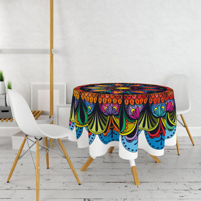 Elegant Round Tablecloth, 100% Polyester, 63.0 inches Diameter | 3D Printed Design, Machine Washable at 86°F | Perfect for Dining Room, Weddings & Special Occasions, Durable and Stylish Decoration