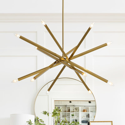 Artistic 12 - Light Large Metal Starburst Brass Sputnik Chandelier