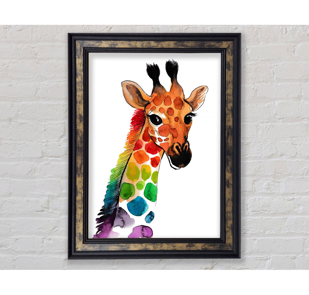 Regenbogen Giraffe - Einzelner Bilderrahmen Kunstdrucke