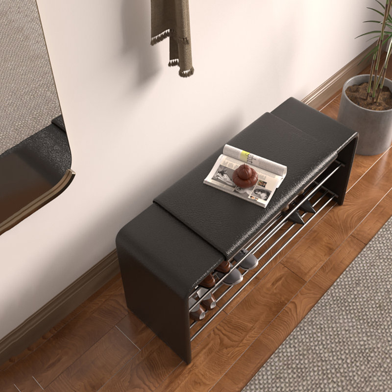 31,5 Tabouret avec range-chaussures, Noir, noir, noir, noir