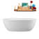 67" Streamline Soaking Glossy White Freestanding Tub and Tray With Internal Drain