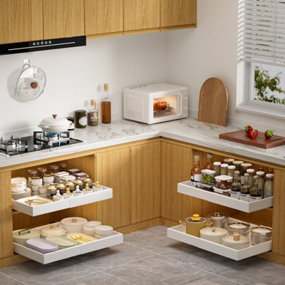 Kitchen Pull Out Cabinet Organizer,Expandable Sliding Out Drawer,White,1 Pack