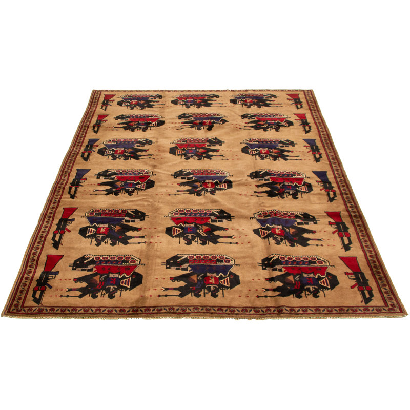 Tapis de surface en laine 6 pi 9 po x 9 pi 5 po main-of-kind noué la 2010 Shartlesville