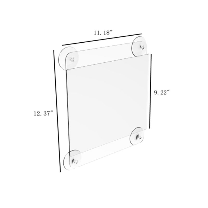 Clear Window Signs Plexiglass Acrylic Feature 8-1/2" W x 11" H Frame W/Suction Cups