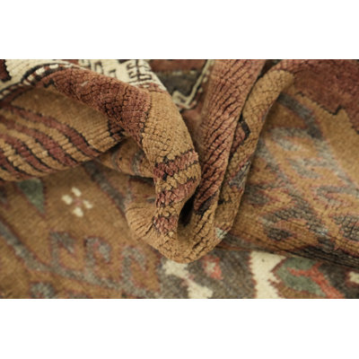 Tapis Oushak en laine fait main, style tribal transitionnel, orange.