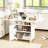 47" Wood Folding Dining Table With Storage Rack And Cabinet, Removable Entryway Table With 6 Wheels, White Marble Kitchen Island, Side Table And Coffee Table Versatile Table Space Saving