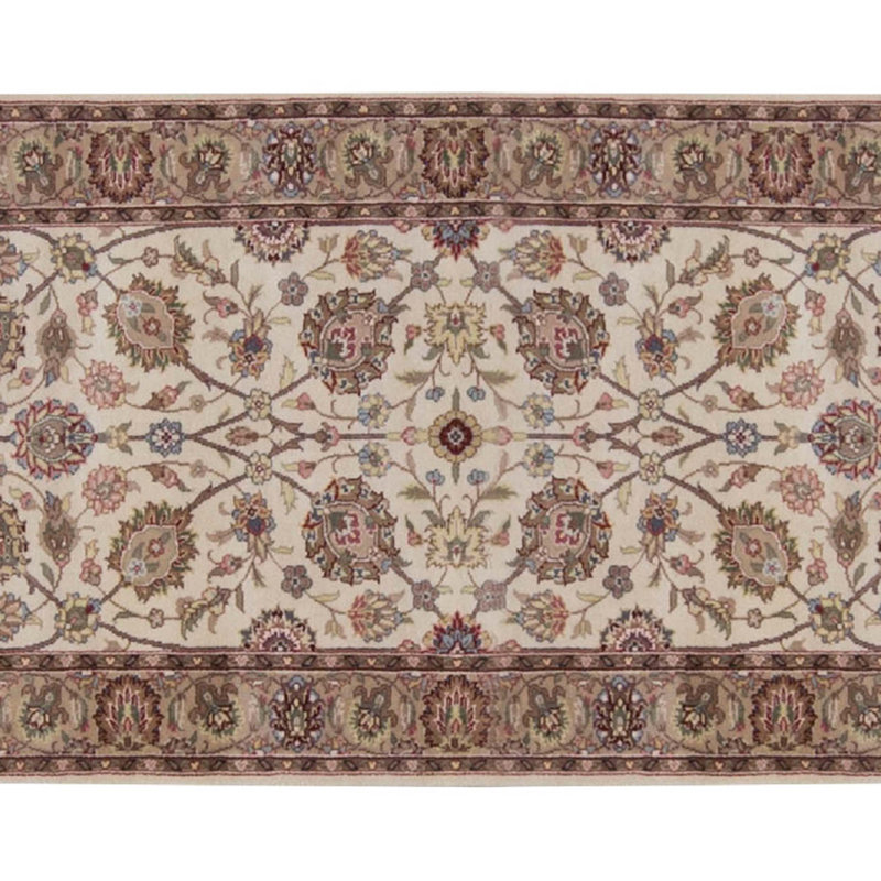 Tapis ivoire et taupe noué à la main de haute qualité
