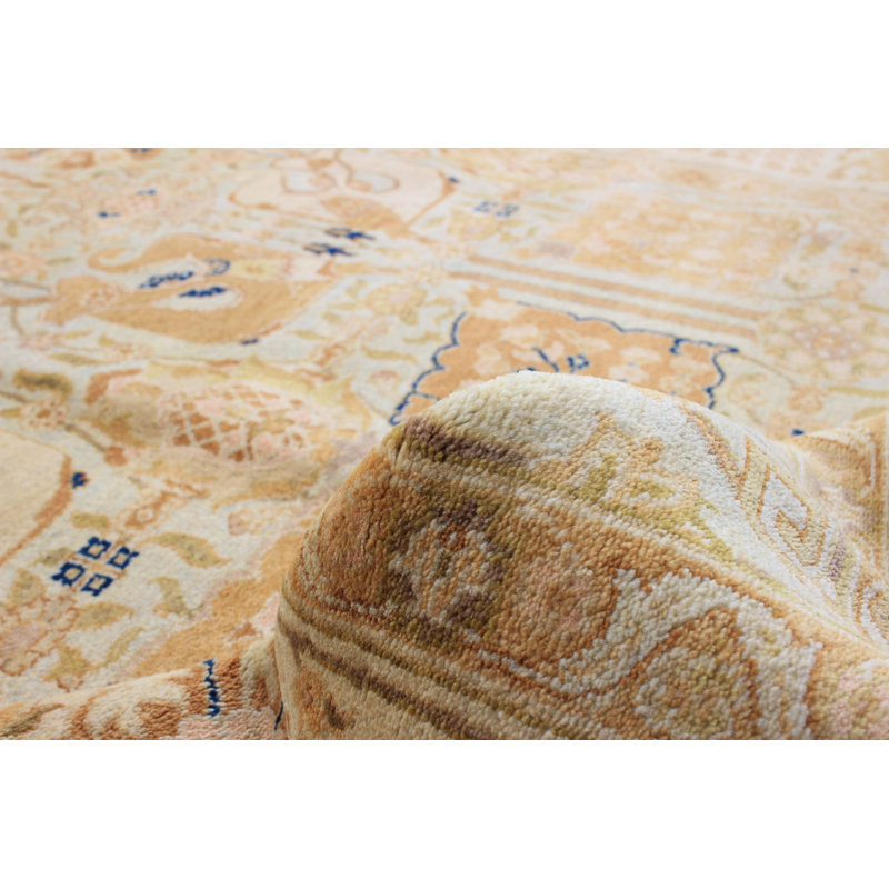 Tapis unique en laine noué à la main style Oushak des années 2010 de 6 pi 2 po x 9 pi 5 po brun clair Pellie