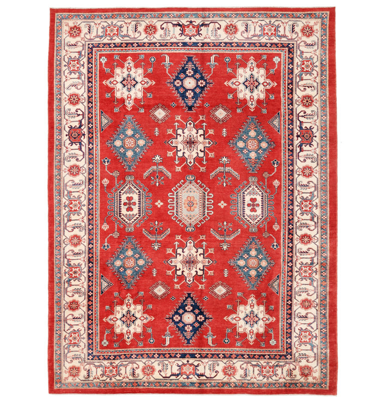 Tapis de zone rouille en laine noué la à la main oriental Kazak